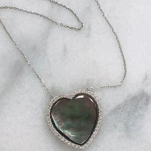 Gray Medium Mother-of-Pearl Heart Necklace,Boutique-NWT